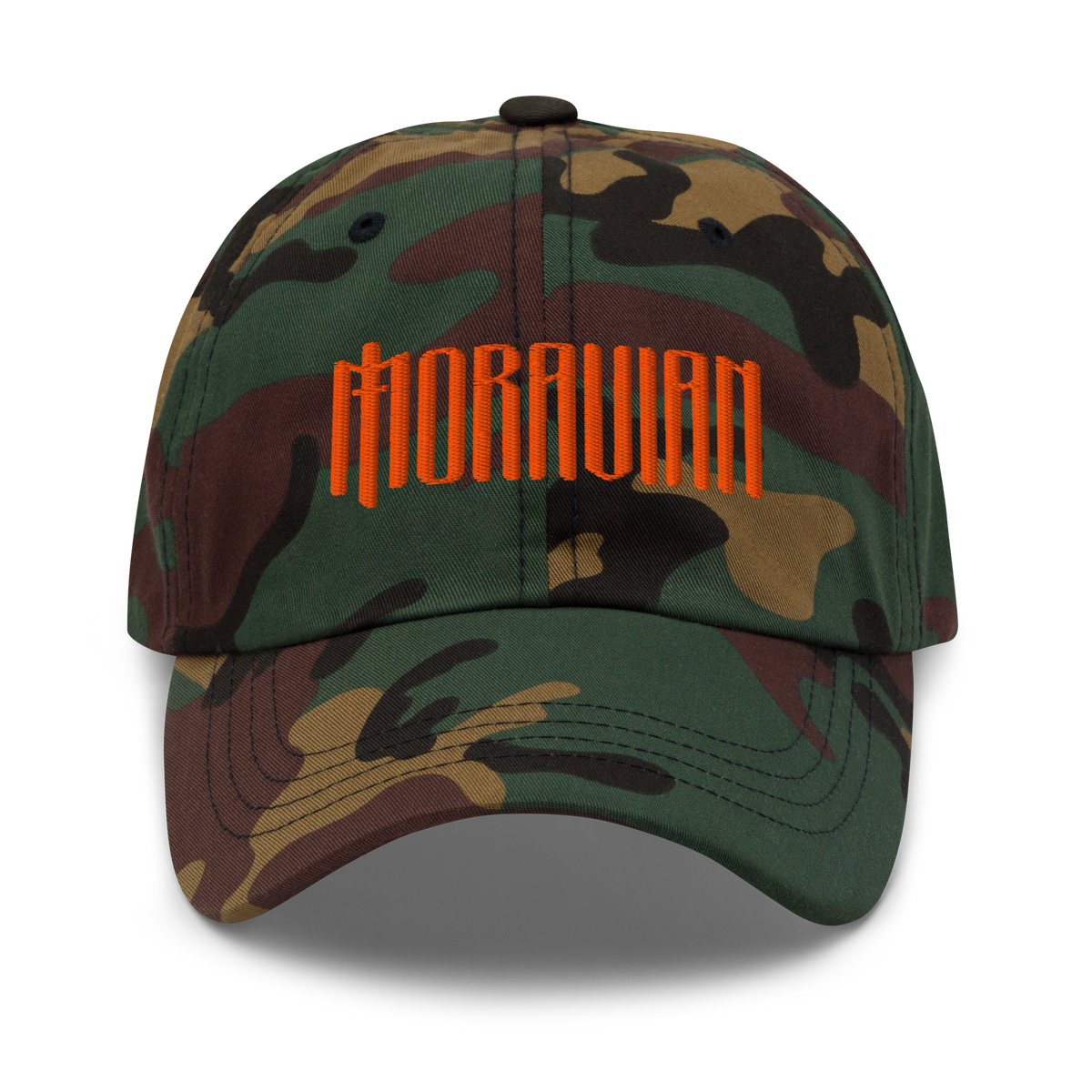 Moravian Camo Dad Hat (Orange Embroidered Logo)