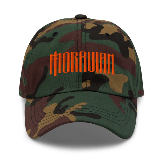 Moravian Camo Dad Hat (Orange Embroidered Logo)